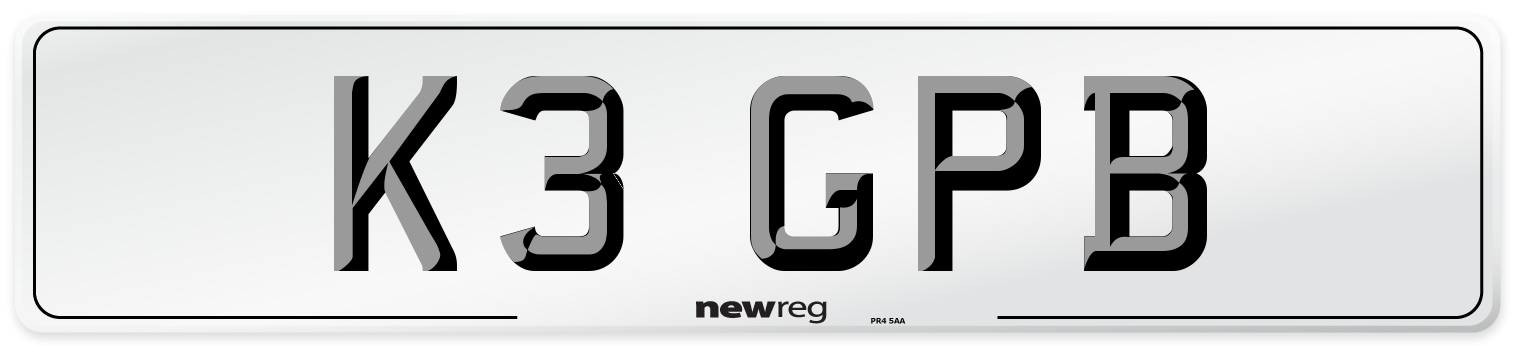 K3 GPB Number Plate from New Reg